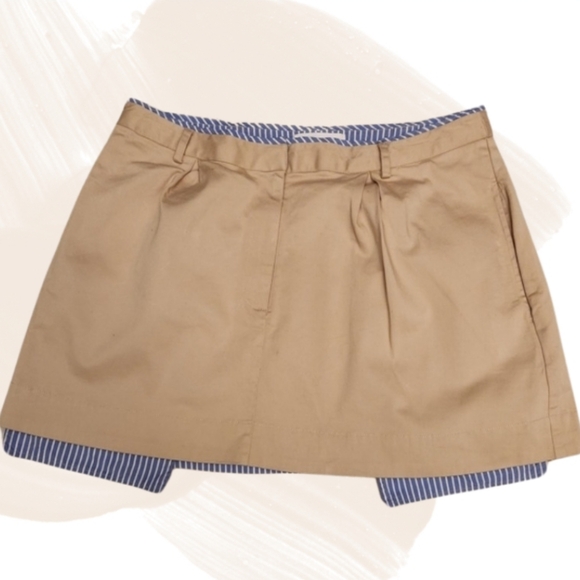 Anthropologie Dresses & Skirts - Anthropologie Tan A-Line Skirt Size 14 Blue‎ White Stripe Pockets Preppy EUC